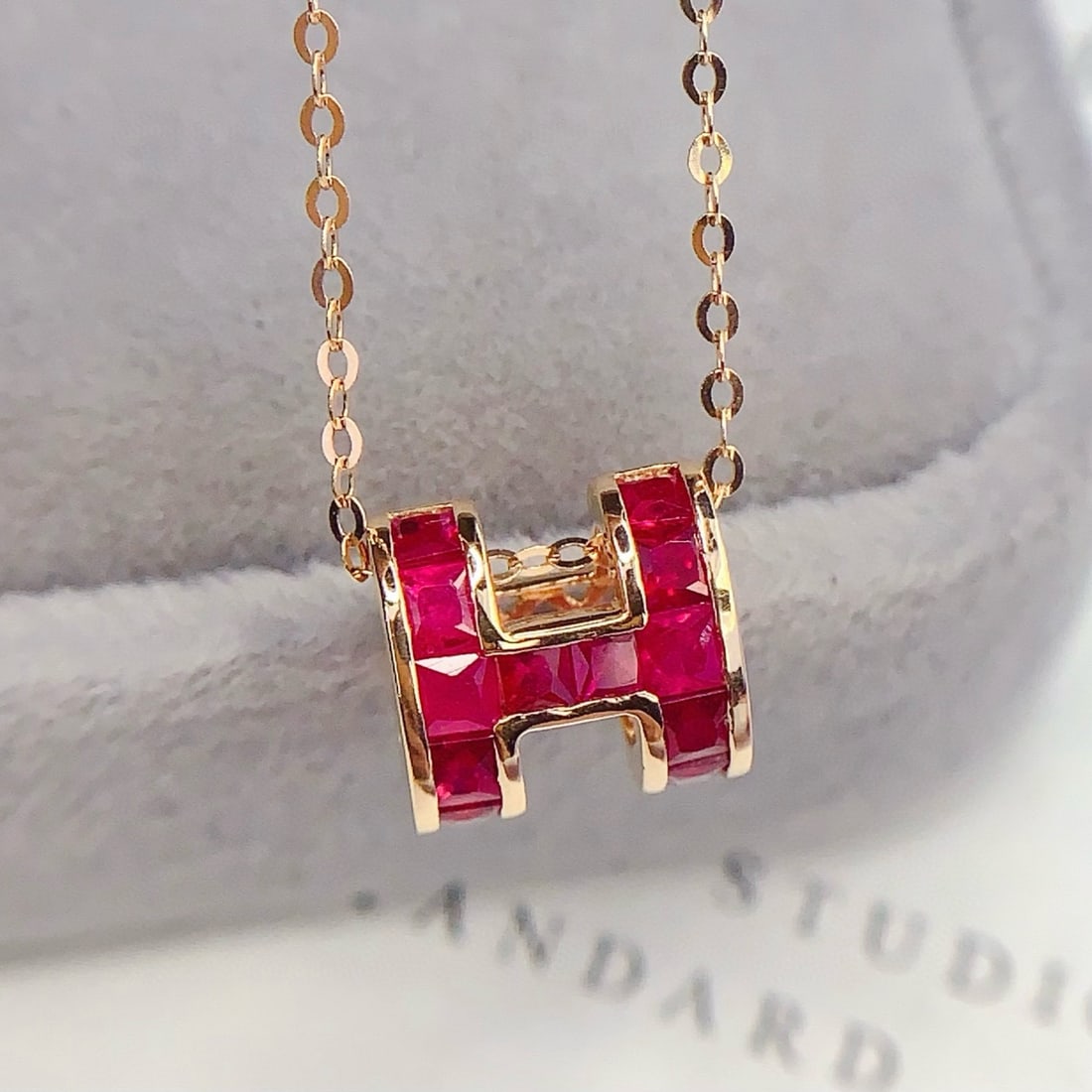 14k Gold 1 Ct Natural Ruby Necklace - 4