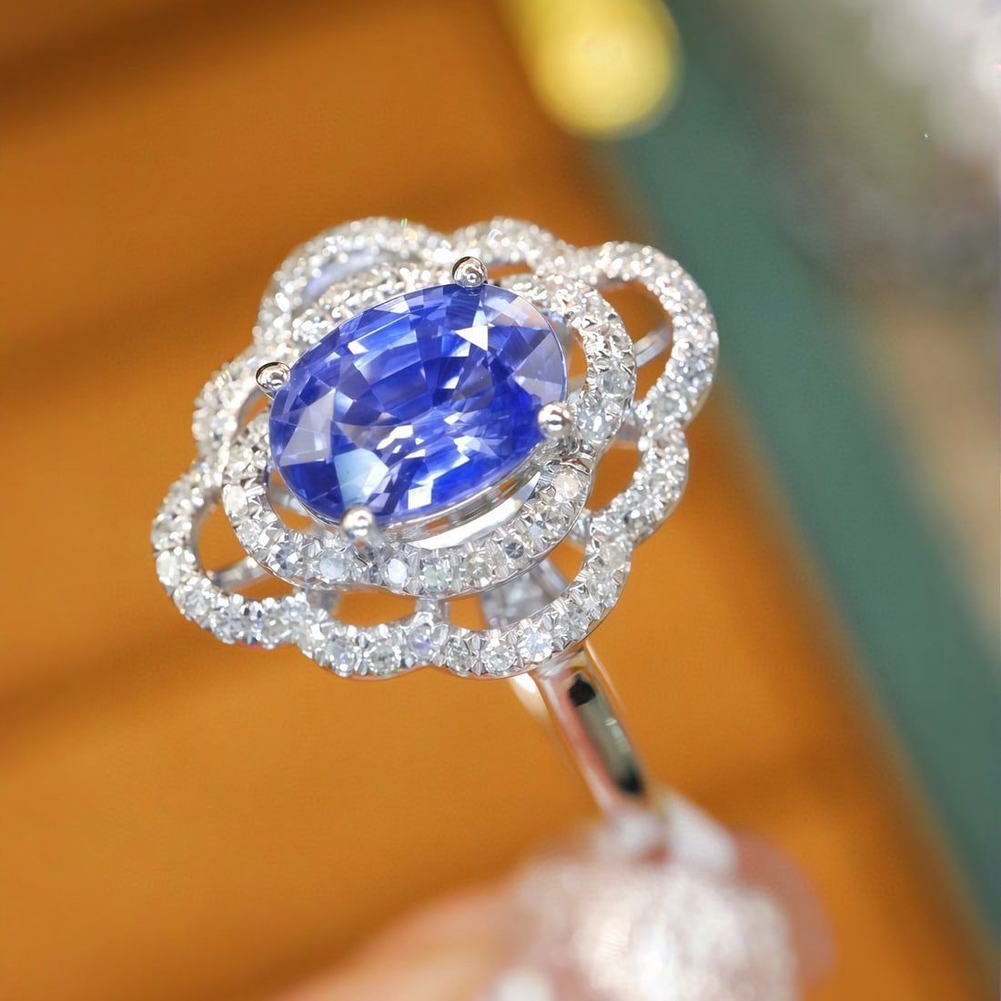 14k Gold 1.35 Ctw Natural Sapphire & Diamond Ring - 3