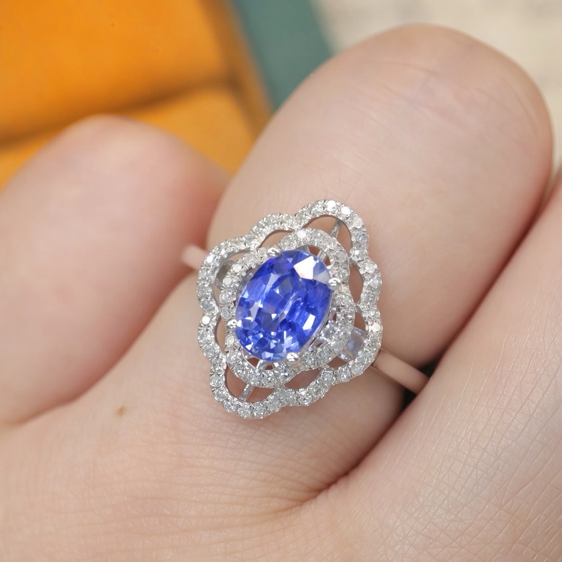 14k Gold 1.35 Ctw Natural Sapphire & Diamond Ring - 5