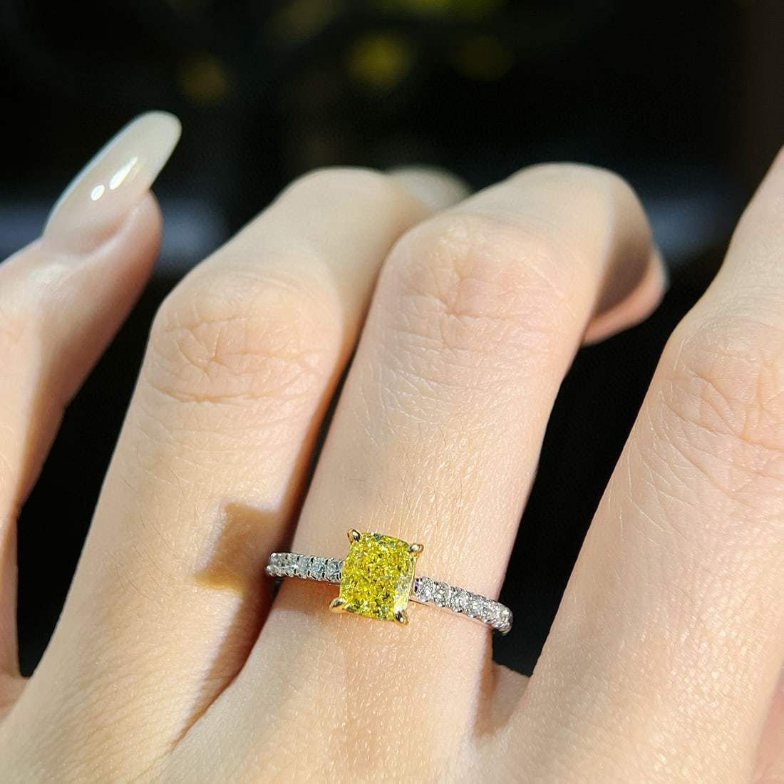 Gia Certified 14k Gold 1.29 Ctw Natural Yellow Diamond & Diamond Ring - 5