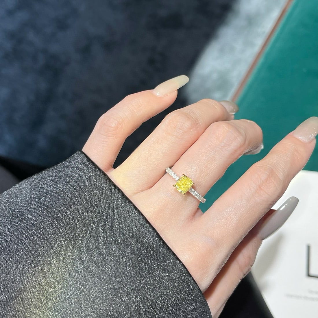 Gia Certified 14k Gold 1.29 Ctw Natural Yellow Diamond & Diamond Ring - 6