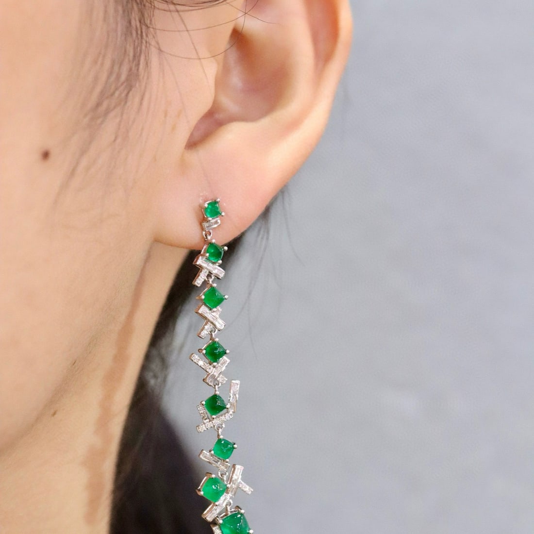 14k Gold 3.57 Ctw Vivid Green Natural Emerald & Diamond Earrings - 3