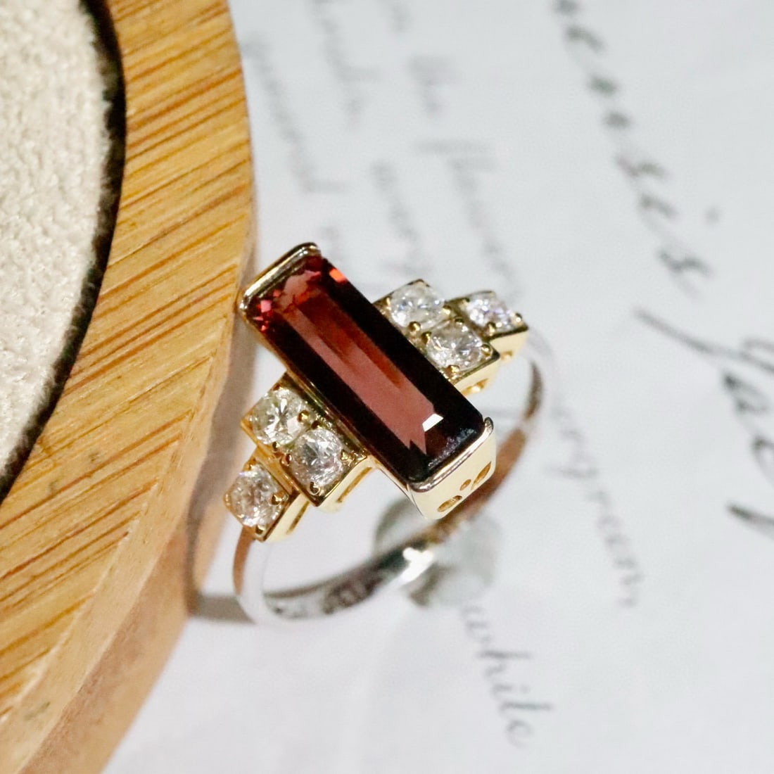 14k Gold 2.15 Ctw Natural Spinel & Diamond Ring: Ref:231088379 // gold content:14k gold // ring size:7. 25us // // main gemstone:spinel // shape:octagonal // carat weight:1. 79ct // color:red // treatment:natural // // adjacent gemstone 2 : diamond