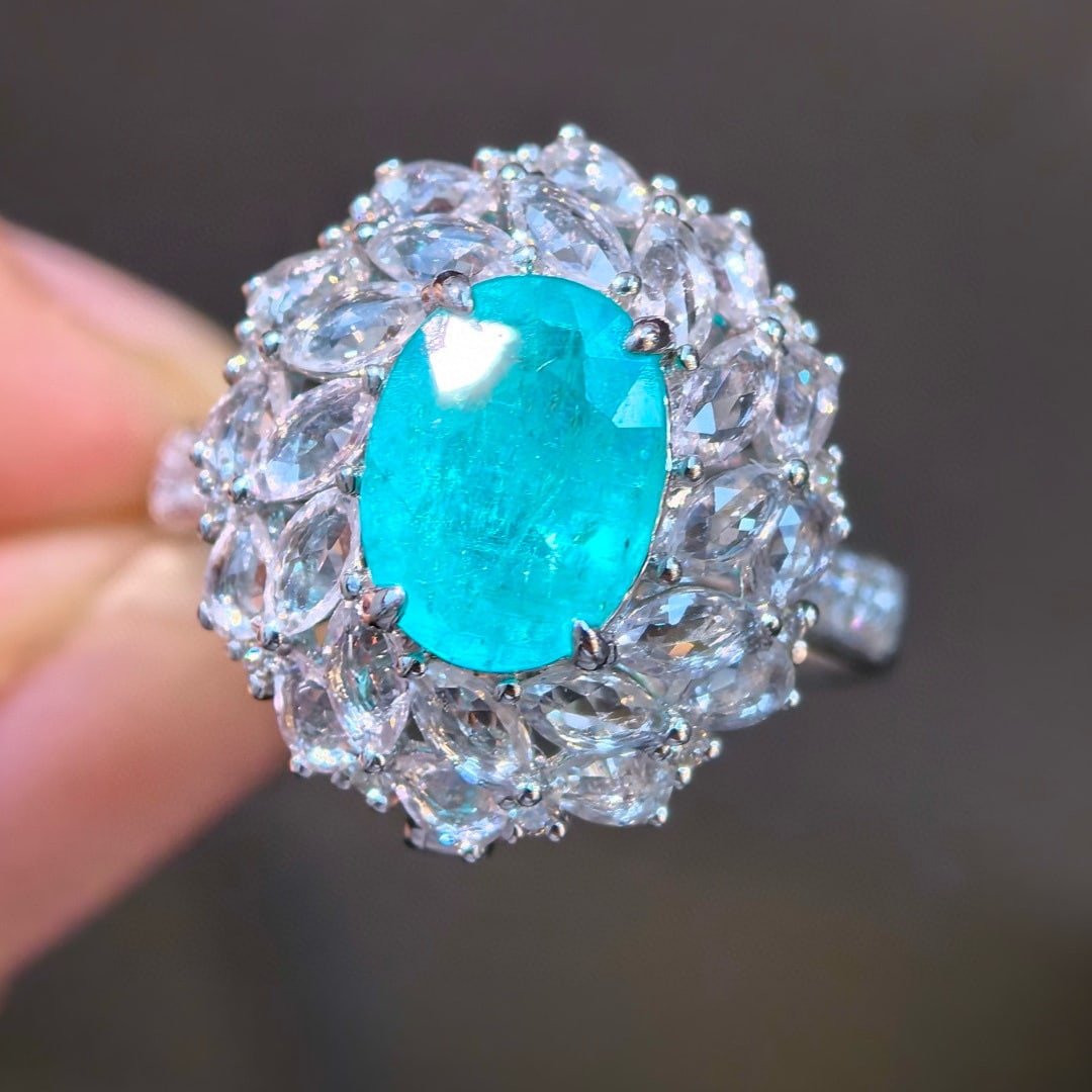 14k Gold 3.41 Ctw Natural Paraiba Tourmaline & Sapphire Ring/pendant( Without Chain ) - 3