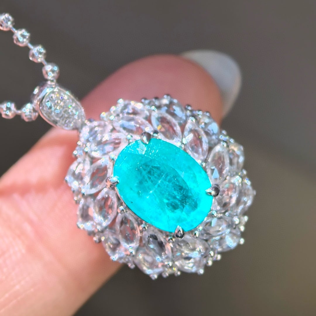 14k Gold 3.41 Ctw Natural Paraiba Tourmaline & Sapphire Ring/pendant( Without Chain ) - 4