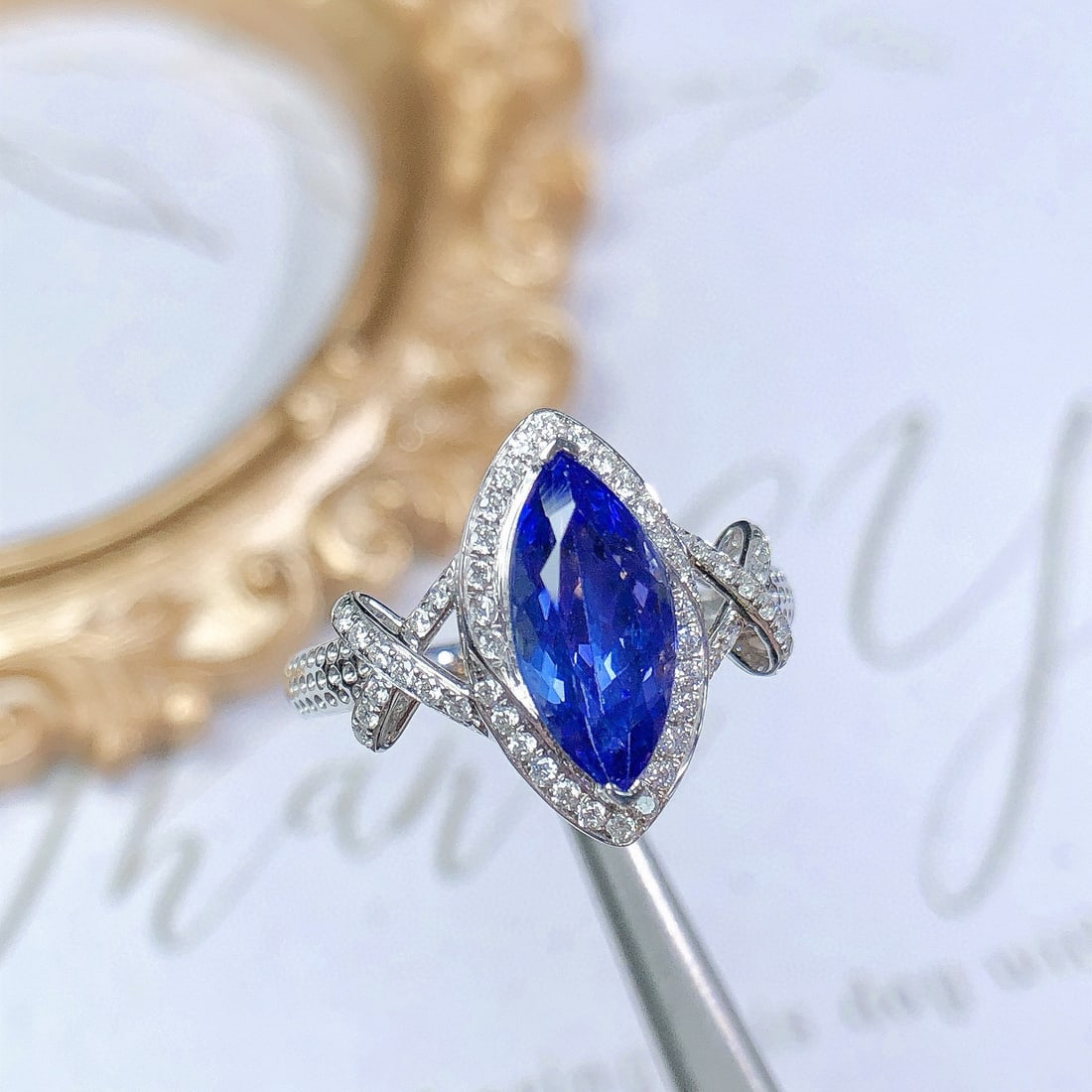 14k Gold 2.12 Ctw Natural Tanzanite & Diamond Ring - 3