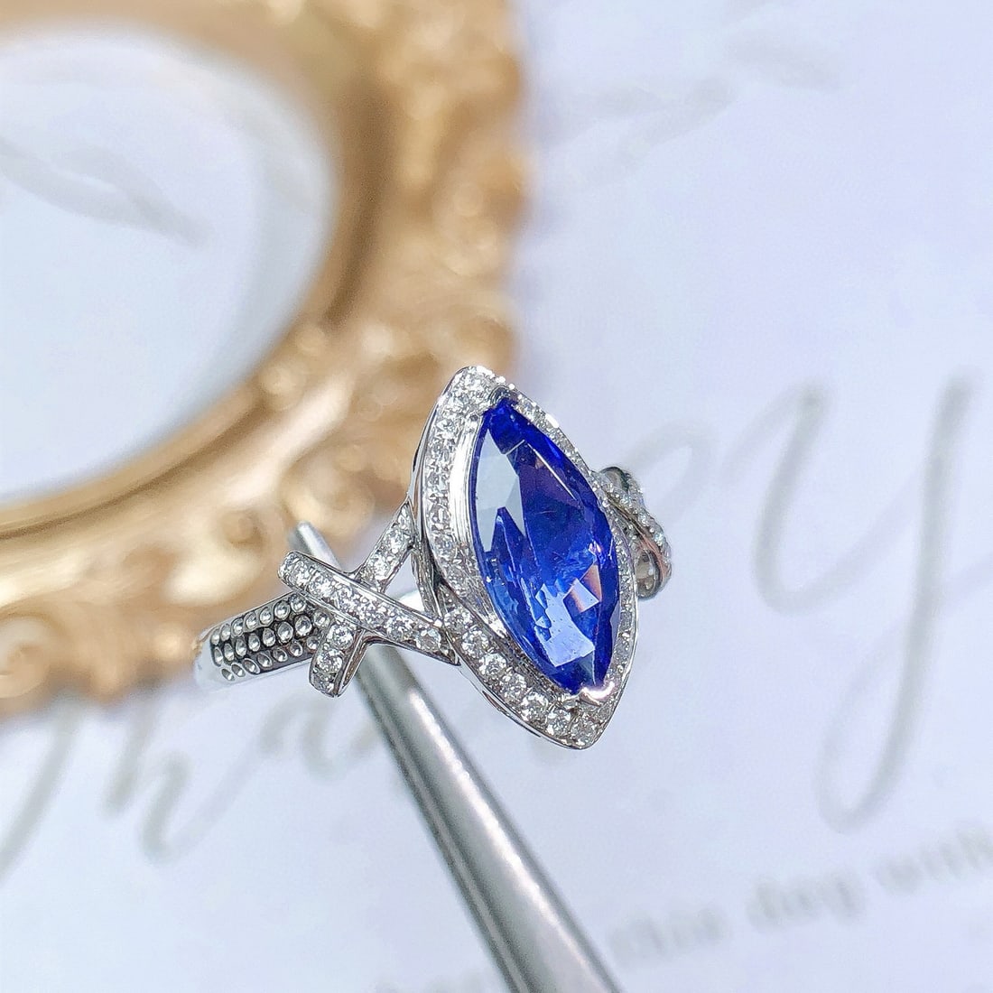 14k Gold 2.12 Ctw Natural Tanzanite & Diamond Ring - 4