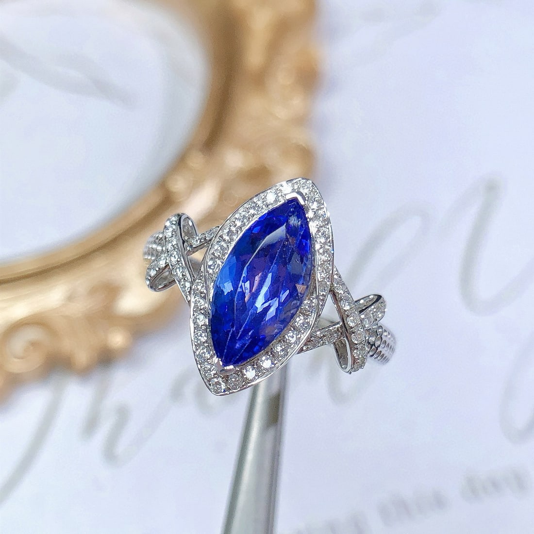 14k Gold 2.12 Ctw Natural Tanzanite & Diamond Ring - 5