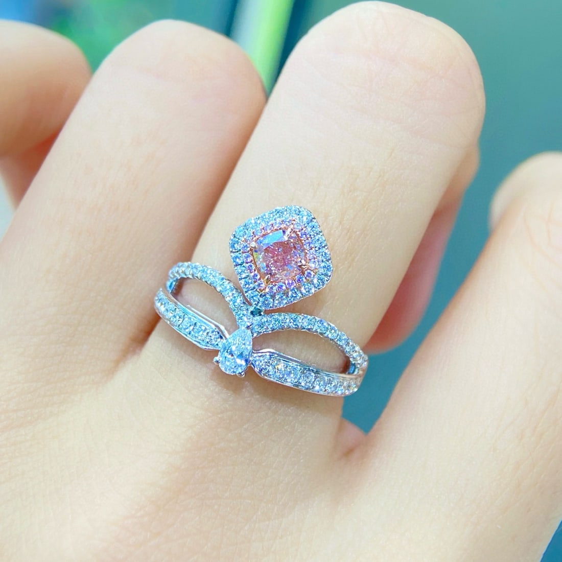 14k Gold 1.03 Ctw Natural Pink Diamond & Diamond Ring - 3