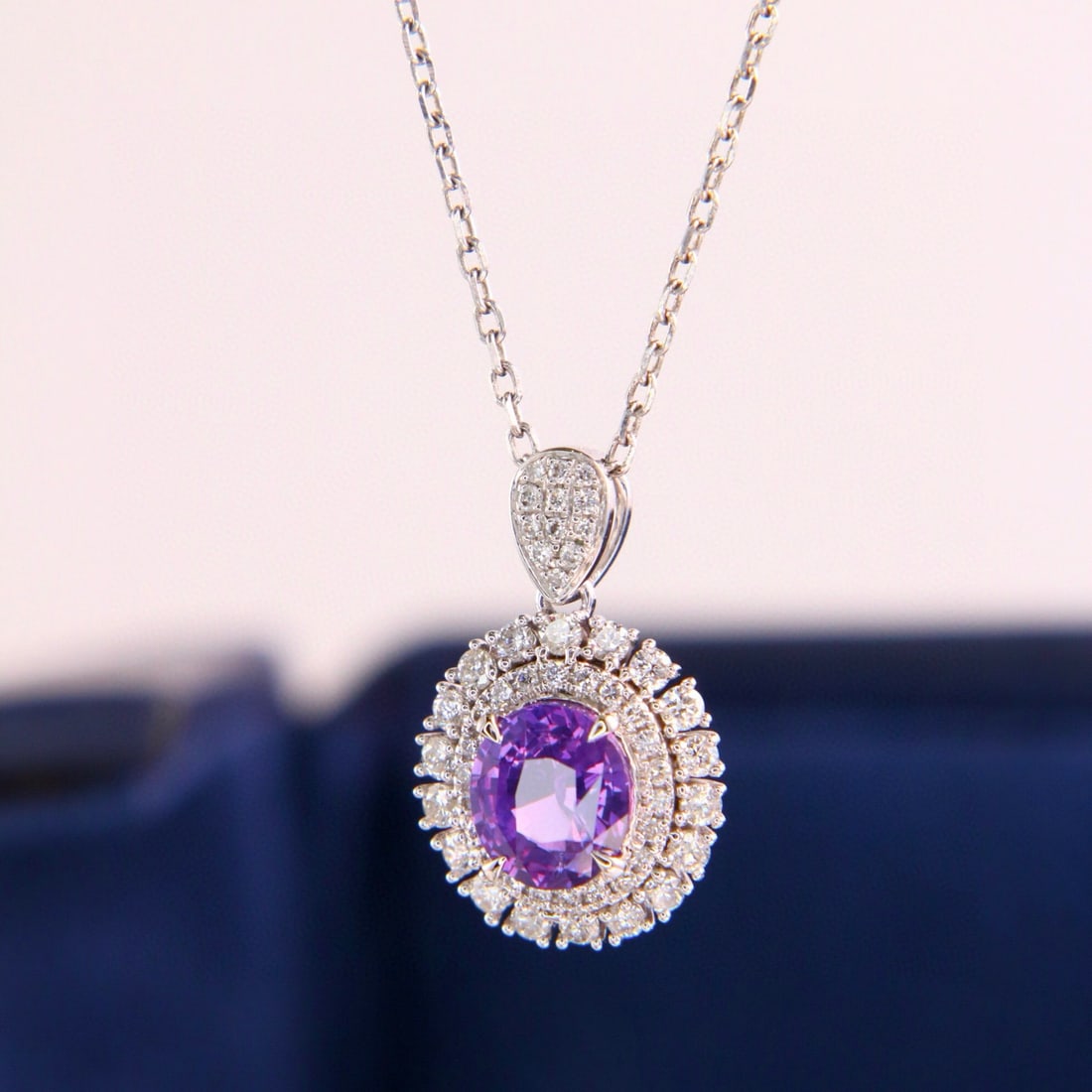 14k Gold 1.43 Ctw Natural Sapphire & Diamond Pendant( Without Chain ) - 3