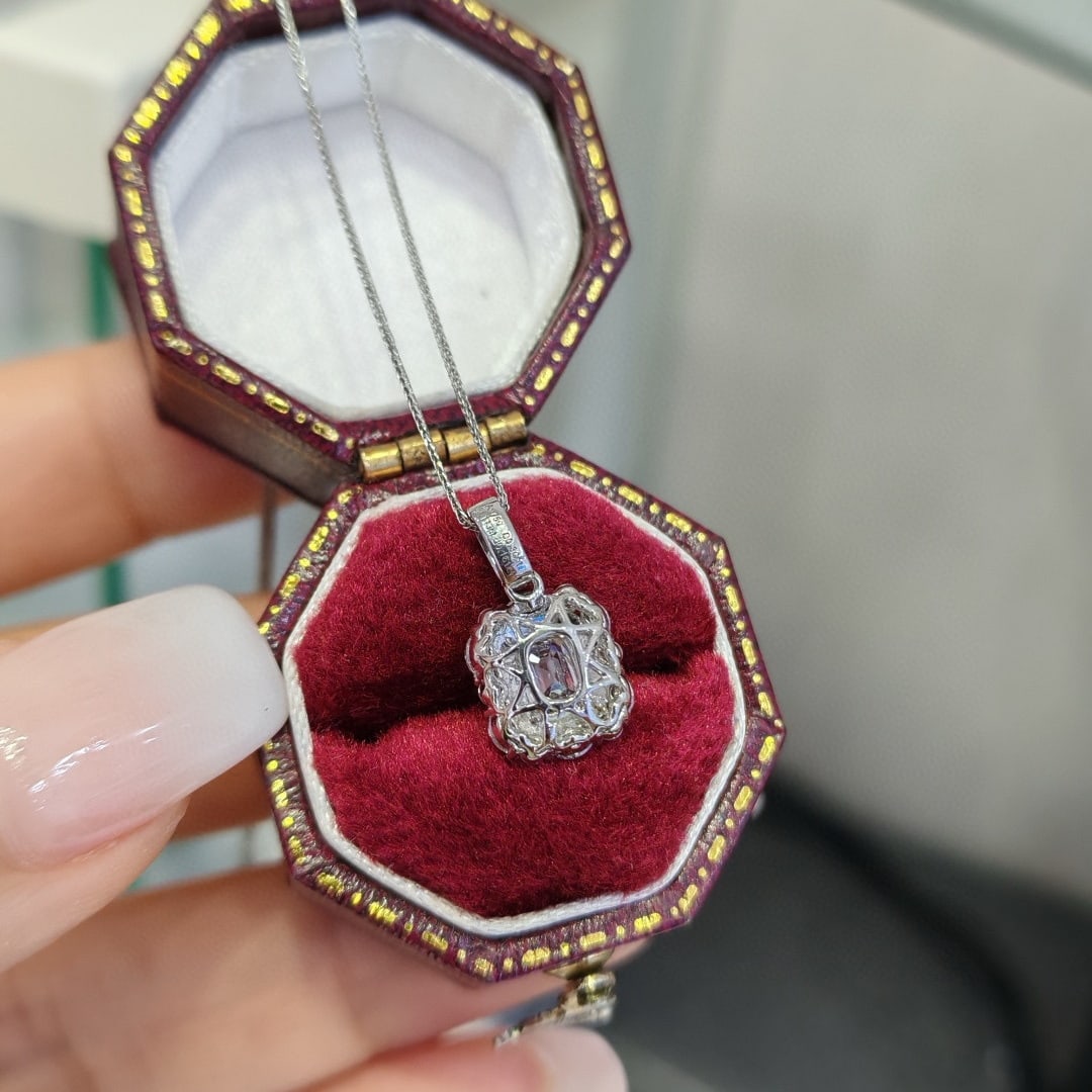 Gia Certified 14k Gold 0.3 Ct Natural F Si2 Emerald Diamond Pendant( Without Chain ) - 2