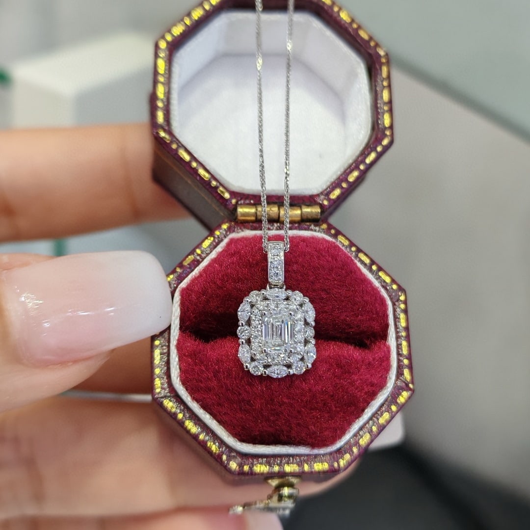 Gia Certified 14k Gold 0.3 Ct Natural F Si2 Emerald Diamond Pendant( Without Chain ) - 5