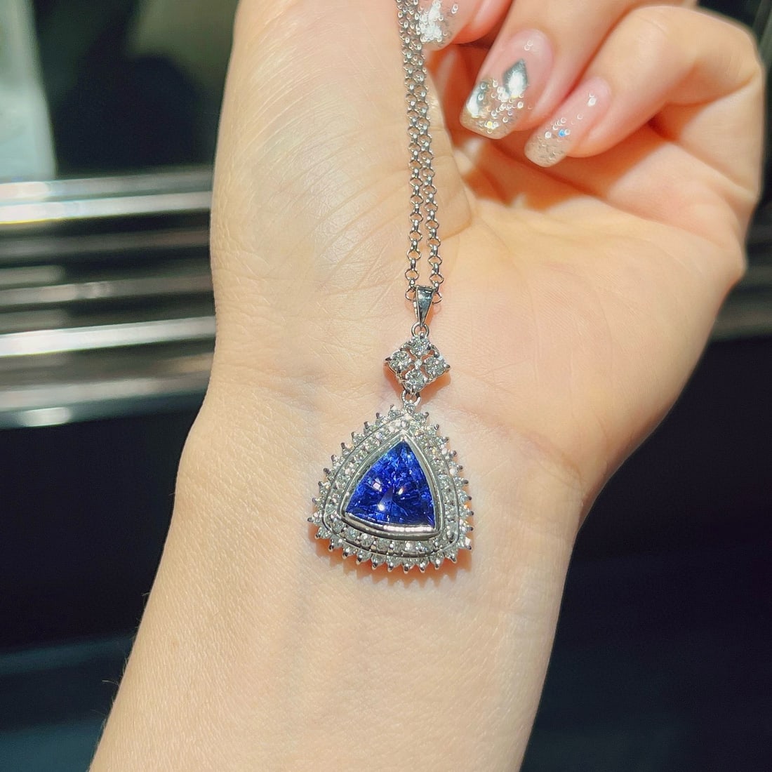 14k Gold 5.37 Ctw Natural Tanzanite & Diamond Pendant( Without Chain ) - 2