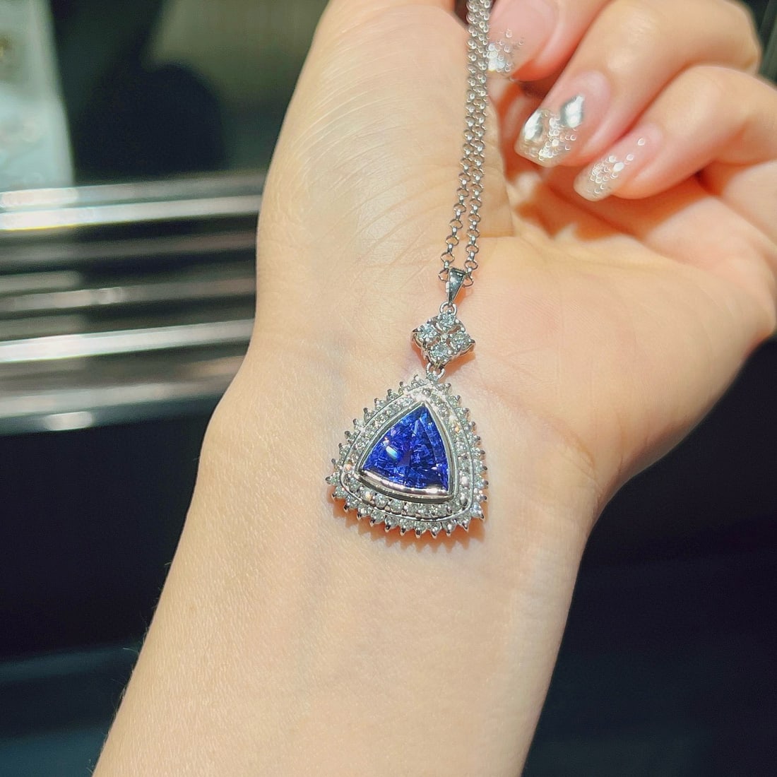 14k Gold 5.37 Ctw Natural Tanzanite & Diamond Pendant( Without Chain ) - 3