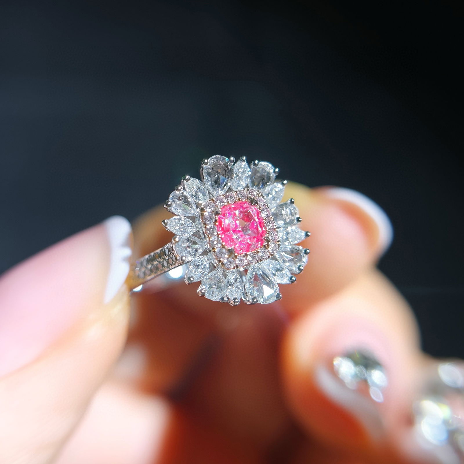 14k Gold 0.93 Ctw Natural Pink Diamond & Diamond Ring - 2