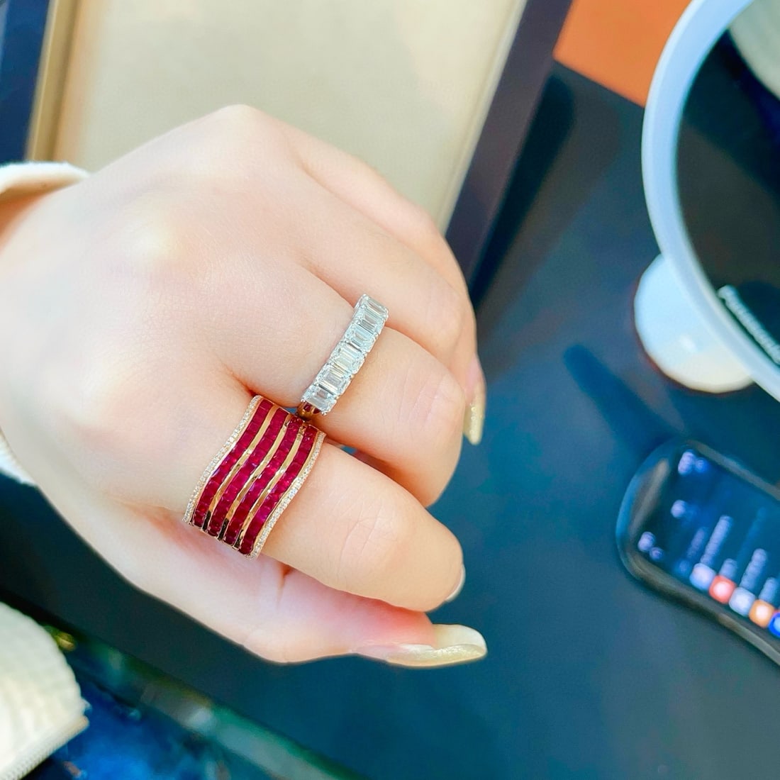 14k Gold 4.7 Ct Natural Ruby & Diamond Ring - 9