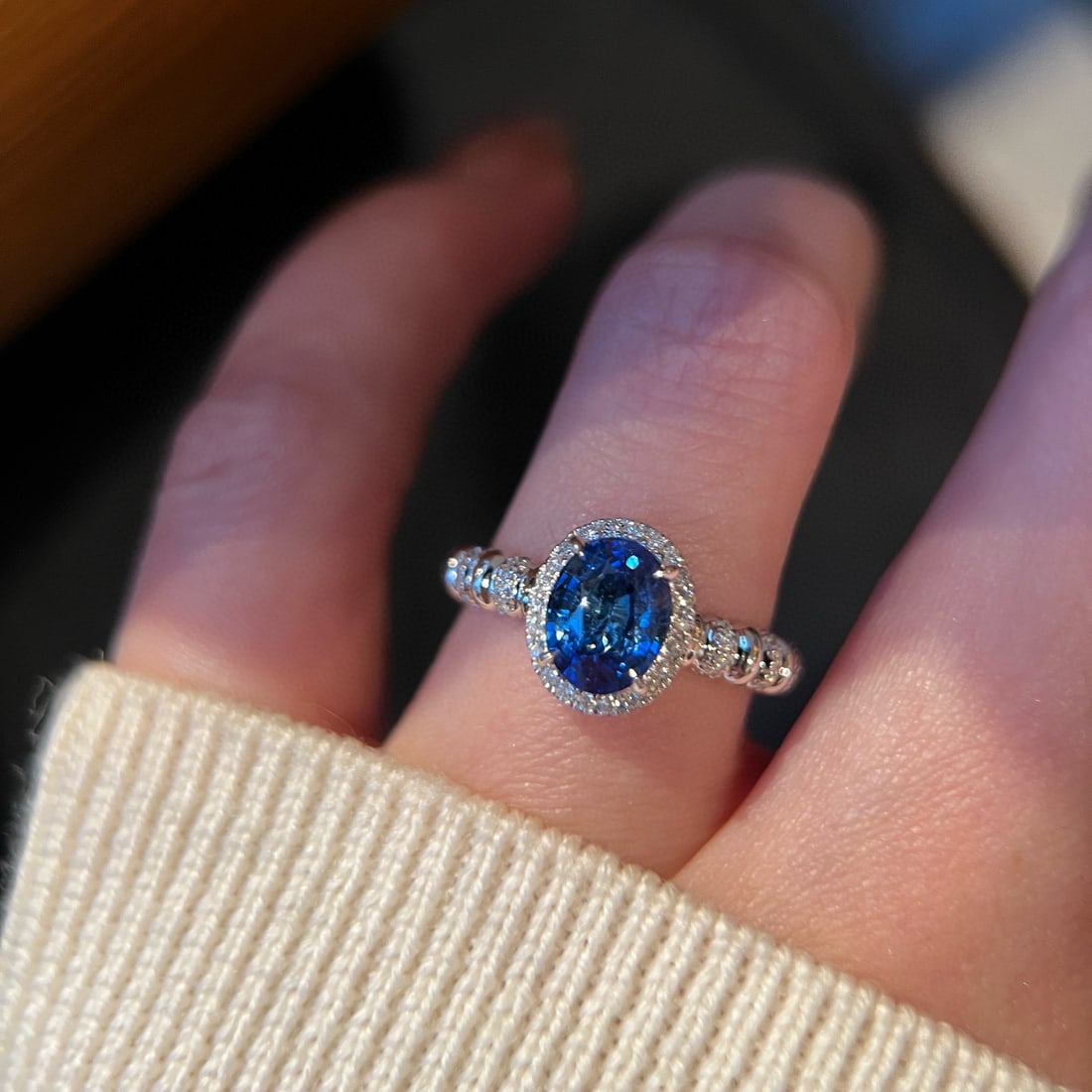 14k Gold 1.84 Ctw Natural Sapphire & Diamond Ring - 3