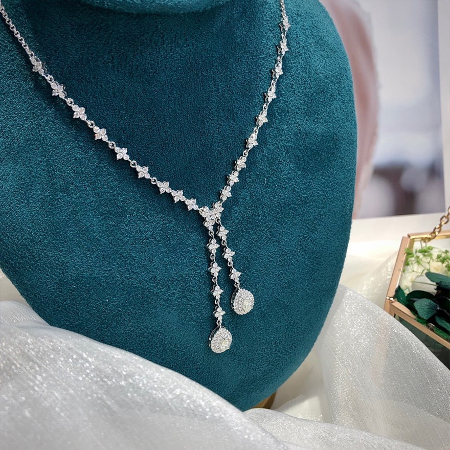 14k Gold 2.63 Ctw Natural H Diamond Necklace - 3