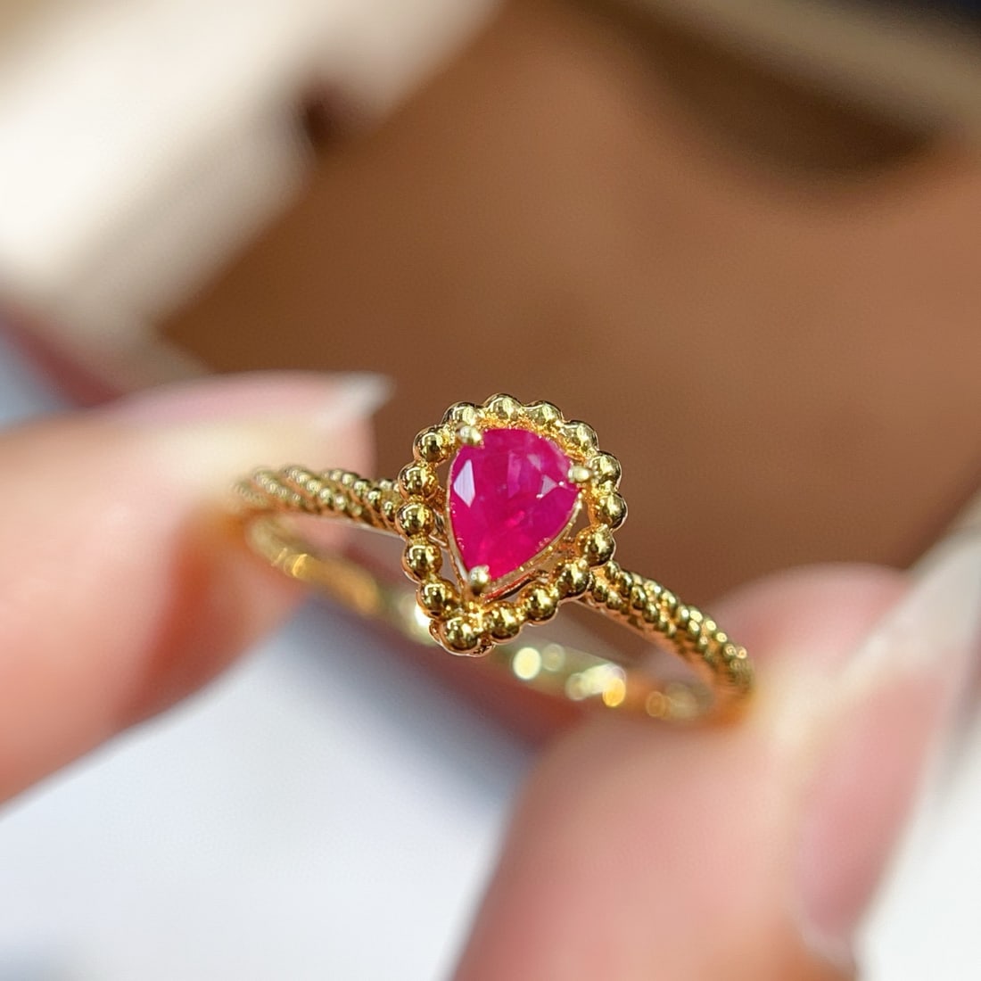14k Gold 0.53 Ct Natural Ruby Ring - 3