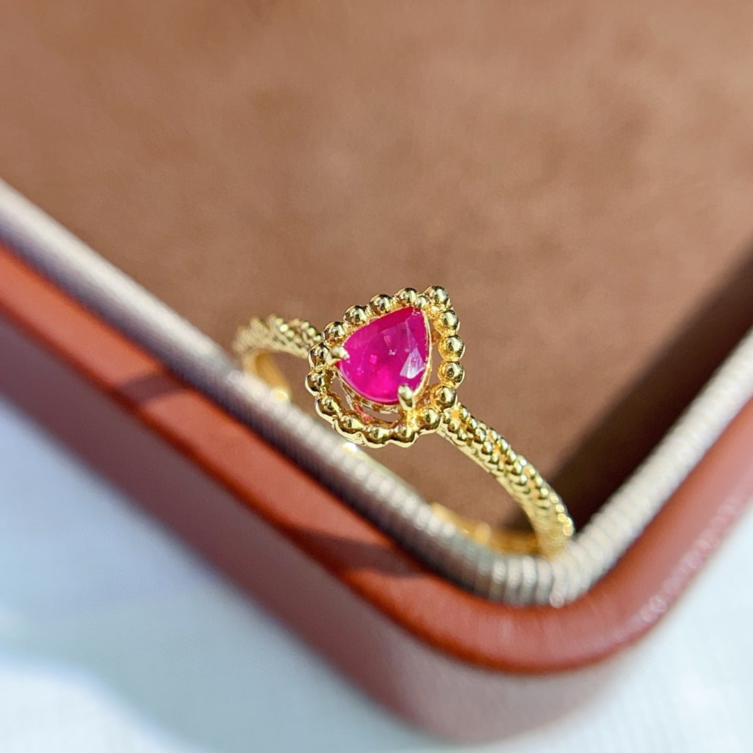 14k Gold 0.53 Ct Natural Ruby Ring - 5