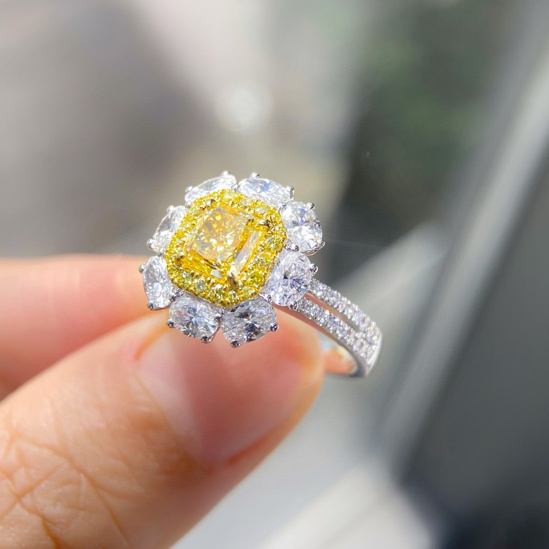 Gia Certified 14k Gold 2.46 Ctw Natural Yellow Diamond & Diamond Ring/pendant( Without Chain ) - 2