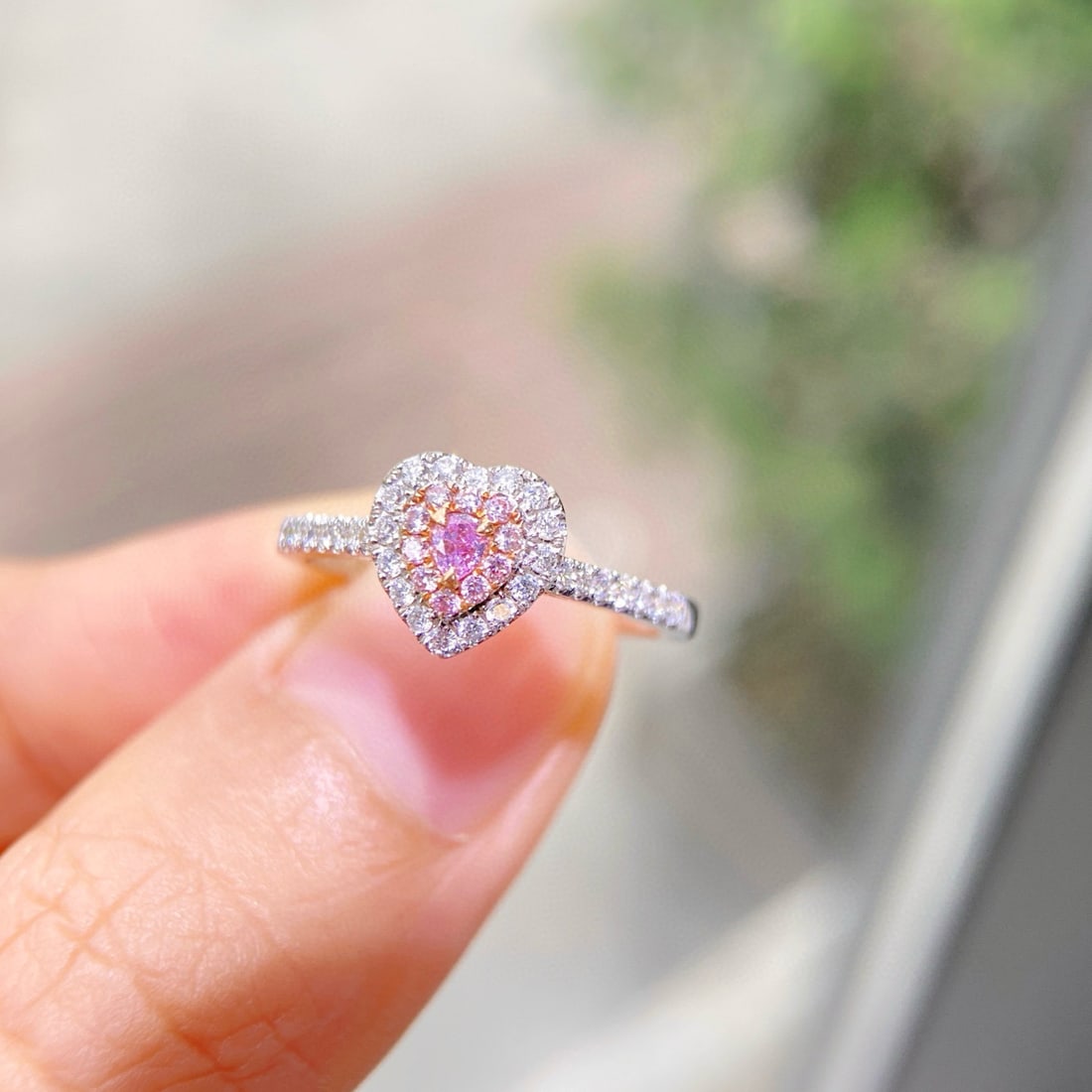 14k Gold 0.35 Ctw Natural Pink Diamond & Diamond Ring - 2