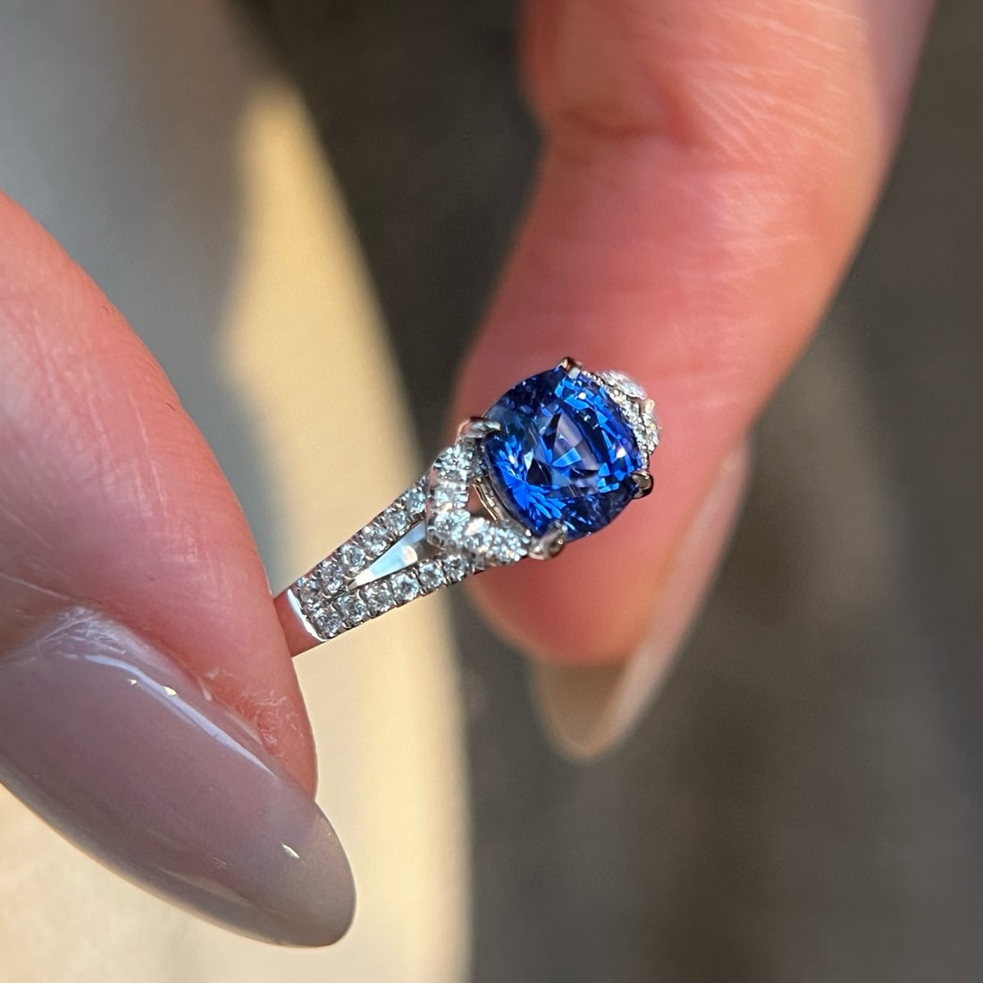 14k Gold 1.48 Ctw Natural Sapphire & Diamond Ring - 2