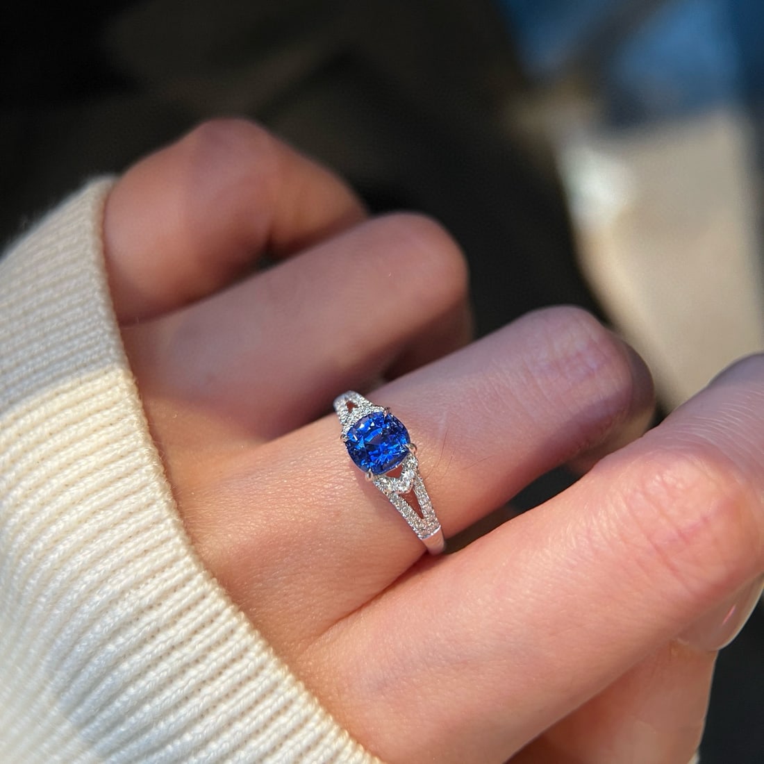 14k Gold 1.48 Ctw Natural Sapphire & Diamond Ring - 3