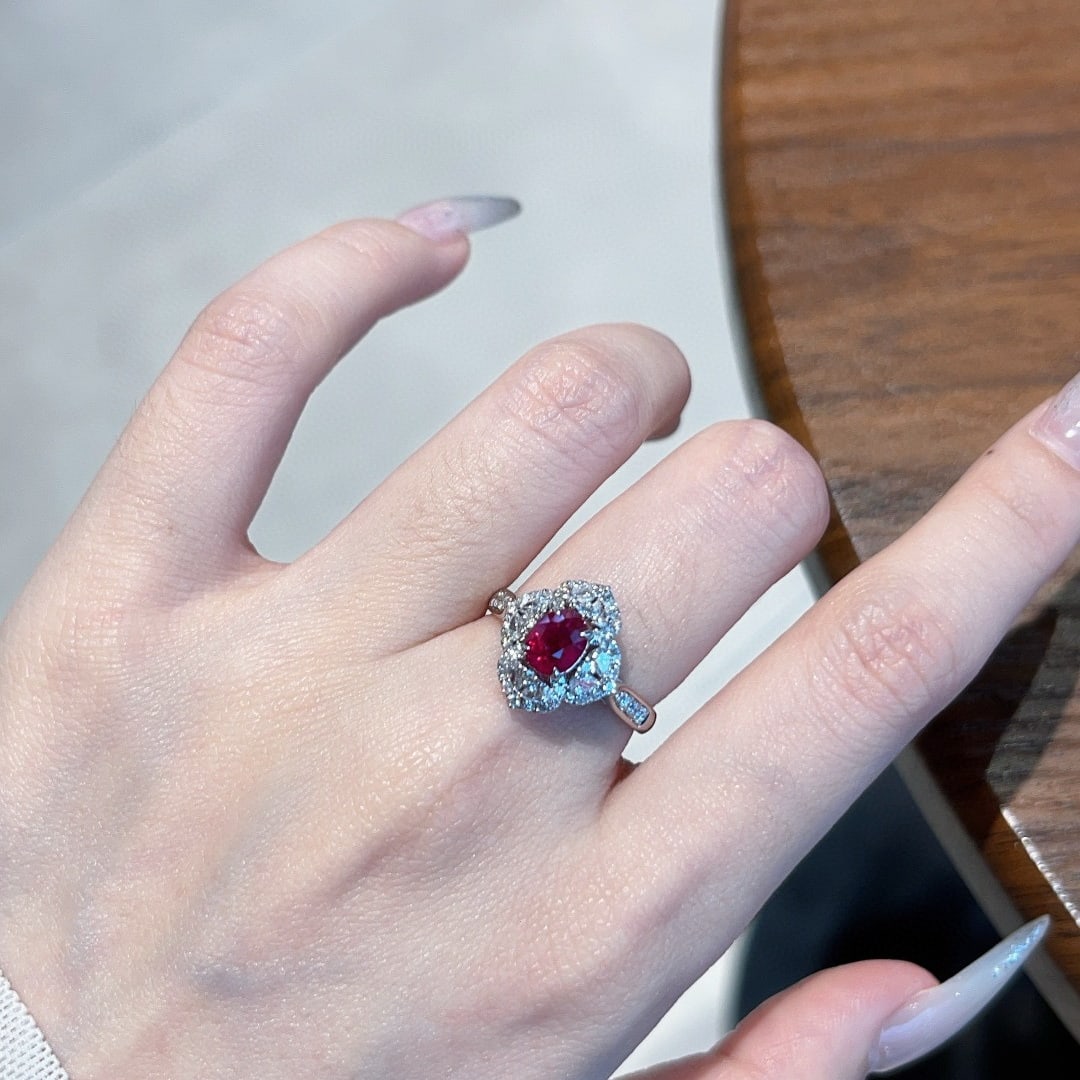 14k Gold 1.1 Ct Natural Ruby & Diamond Ring - 7