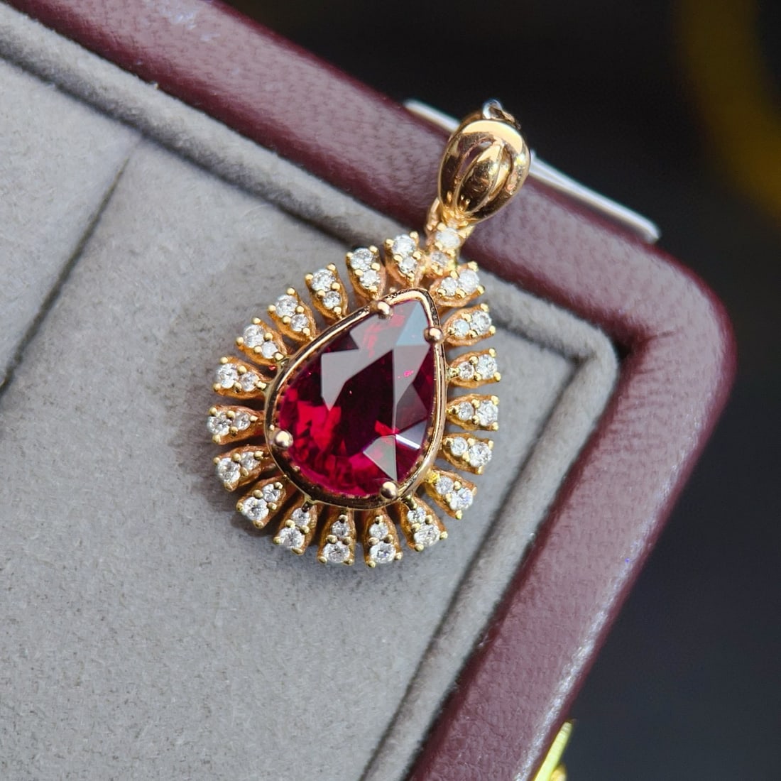 14k Gold 2.8 Ct Natural Tourmaline & Diamond Pendant( Without Chain ) - 3