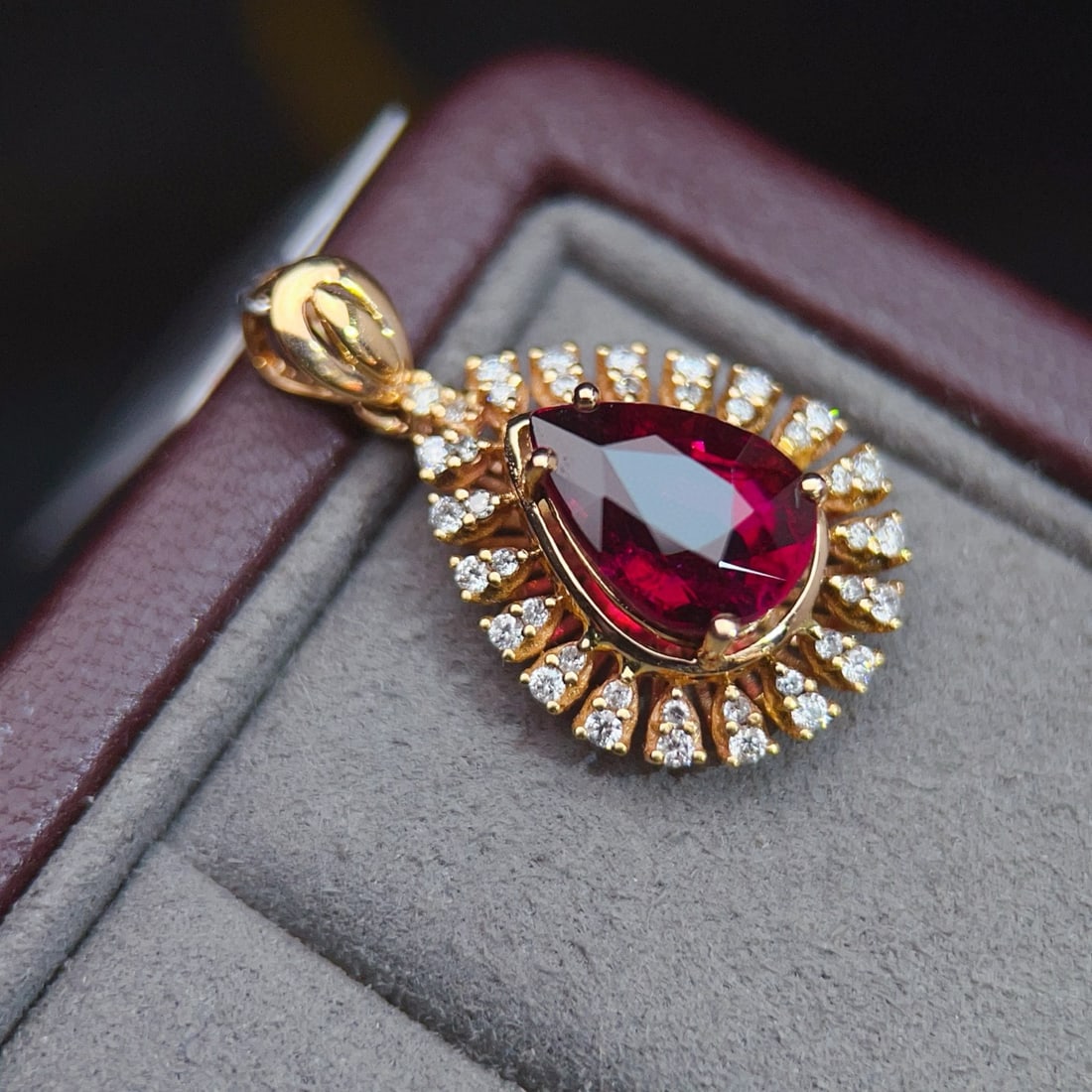 14k Gold 2.8 Ct Natural Tourmaline & Diamond Pendant( Without Chain ) - 4