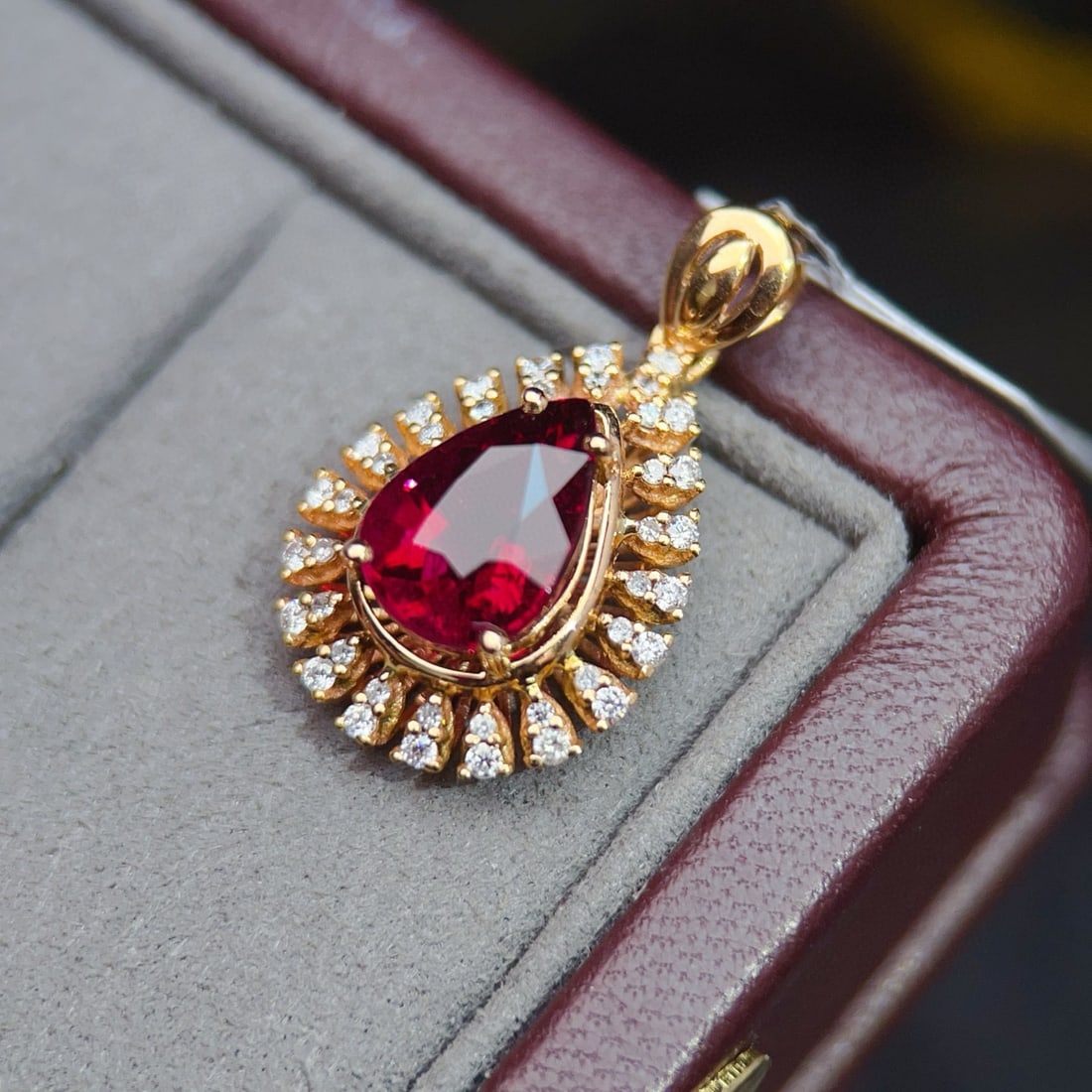 14k Gold 2.8 Ct Natural Tourmaline & Diamond Pendant( Without Chain ) - 5