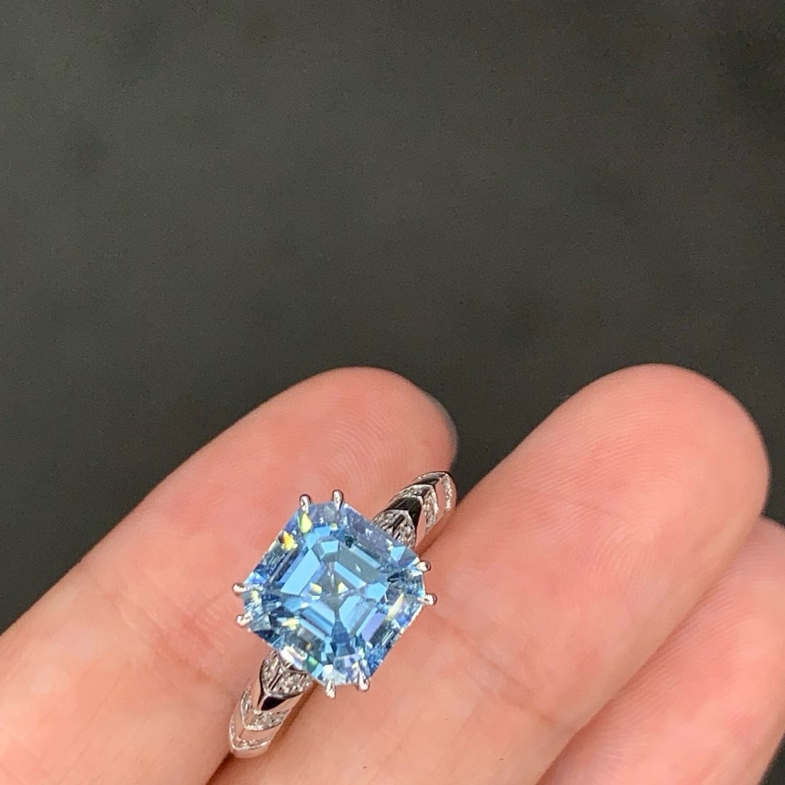 14k Gold 2.99 Ctw Natural Aquamarine & Diamond Ring - 5