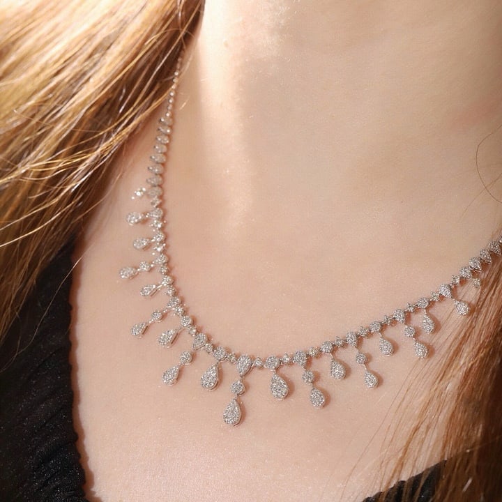 14k Gold 2.7 Ct Natural H Diamond Necklace - 4