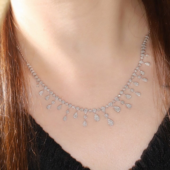 14k Gold 2.7 Ct Natural H Diamond Necklace - 5