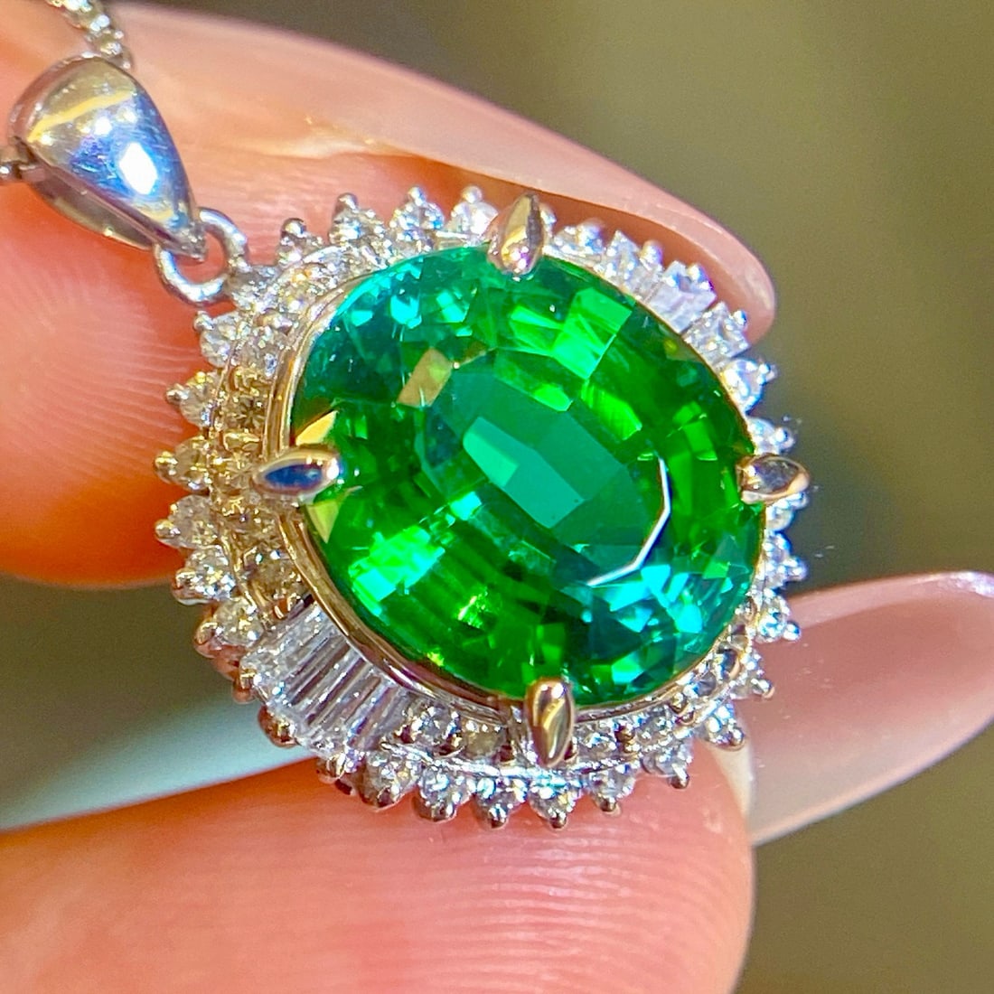 14k Gold 6.29 Ctw Natural Tourmaline & Diamond Pendant( Without Chain ) - 5