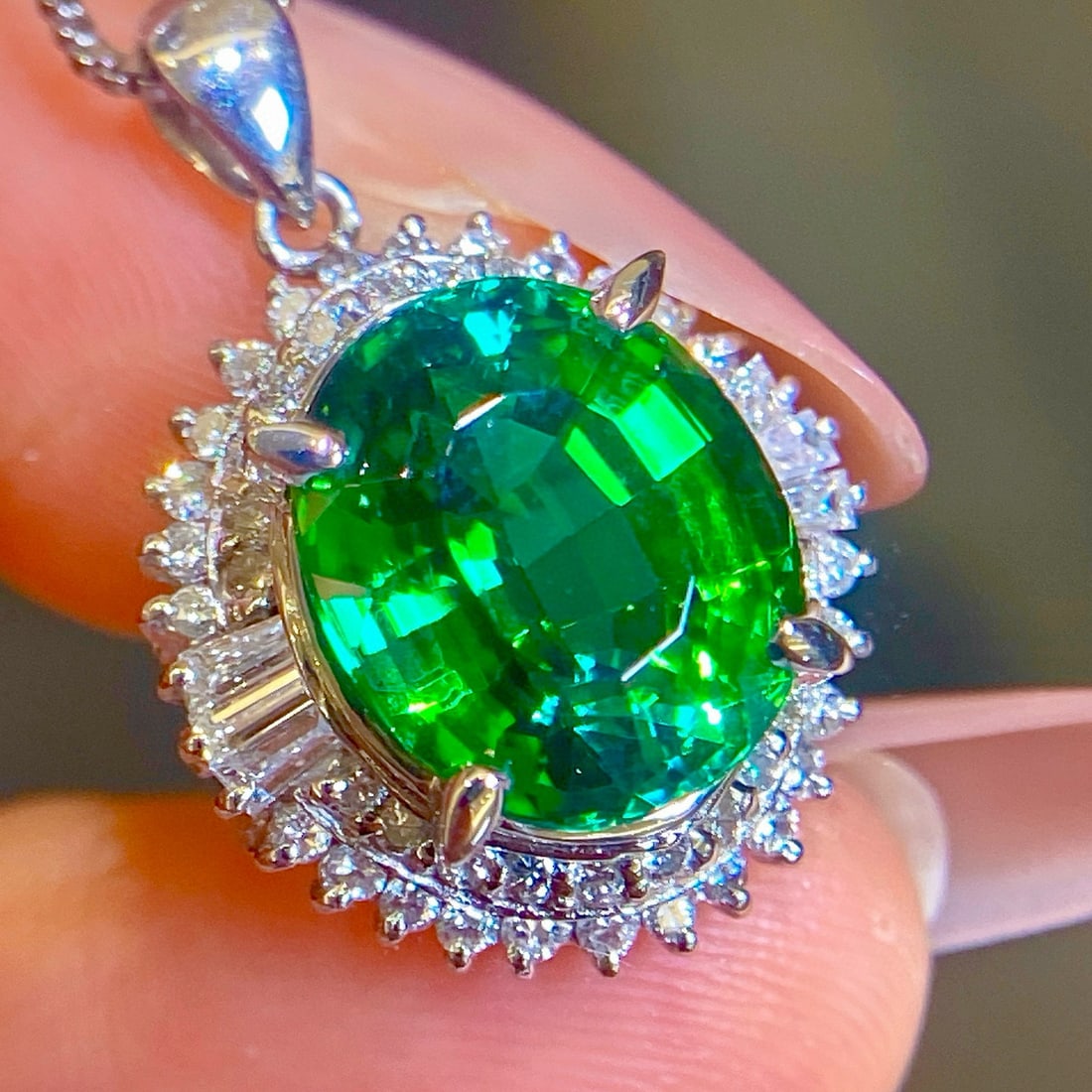 14k Gold 6.29 Ctw Natural Tourmaline & Diamond Pendant( Without Chain ) - 6