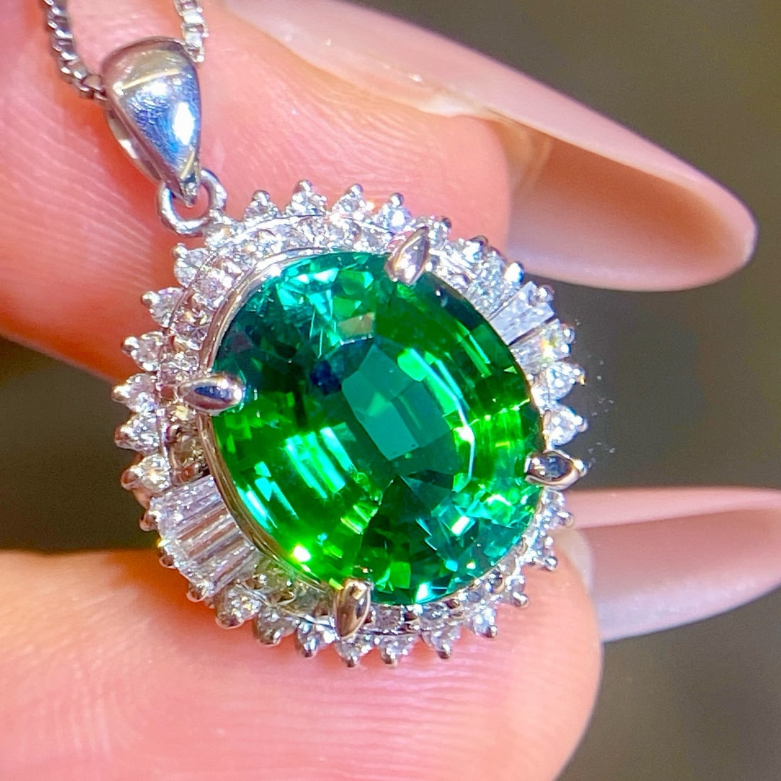 14k Gold 6.29 Ctw Natural Tourmaline & Diamond Pendant( Without Chain ) - 7