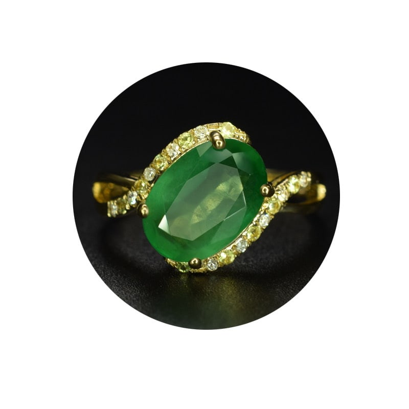 14k Gold 2.59 Ctw Vivid Green Natural Emerald & Diamond Ring - 3