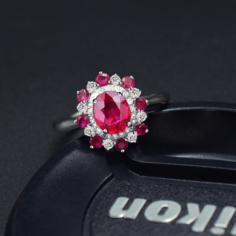 14k Gold 1.27 Ctw Natural Ruby & Diamond Ring - 2