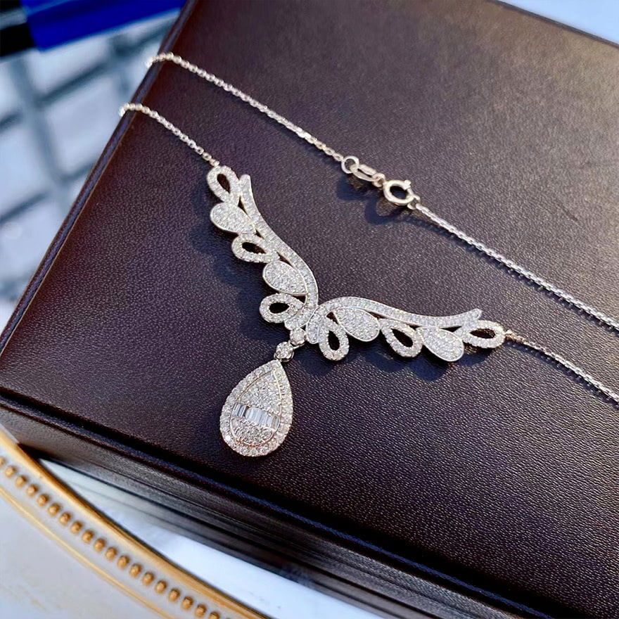 14k Gold 1 Ct Natural H Diamond Necklace - 7