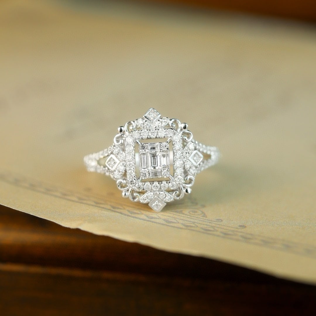 14k Gold 0.65 Ct Natural H Diamond Ring - 2