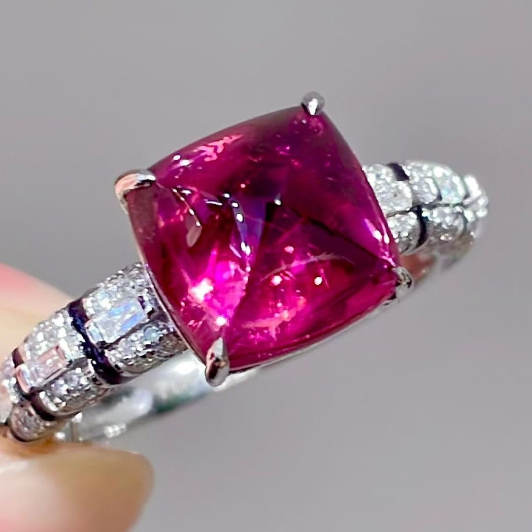 14k Gold 3.35 Ct Natural Tourmaline & Diamond Ring - 2