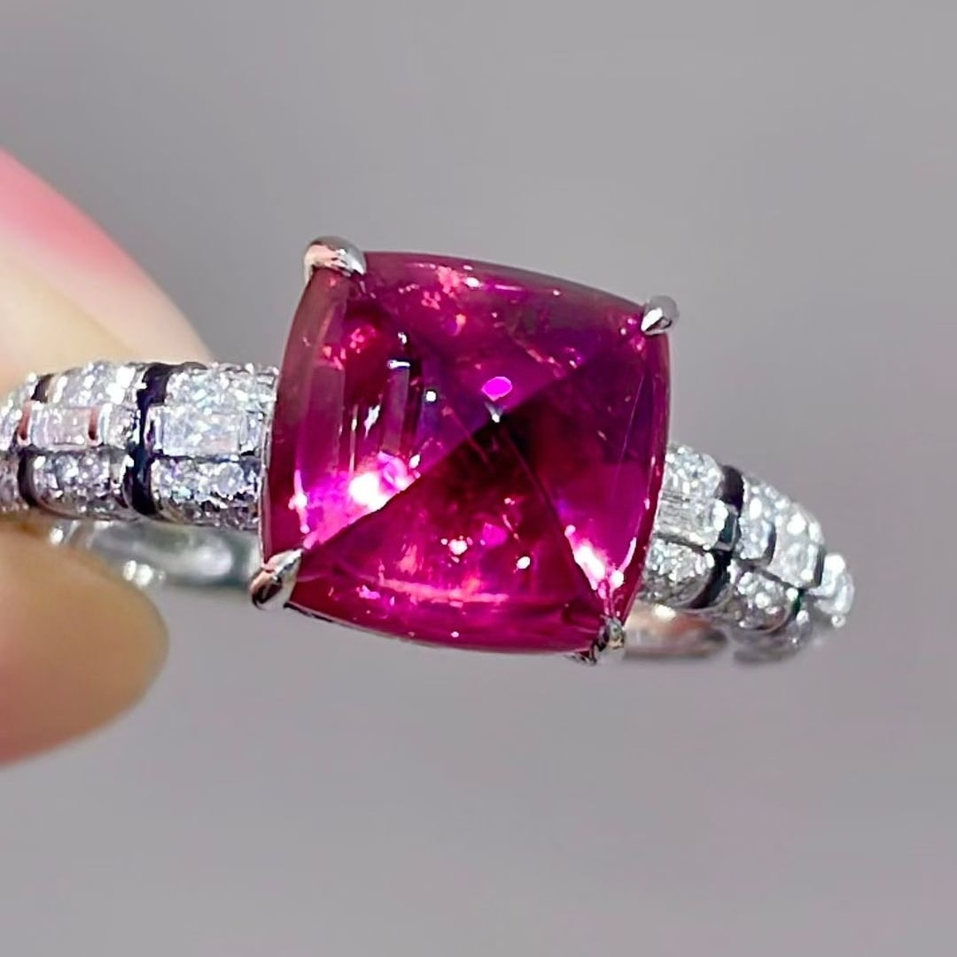 14k Gold 3.35 Ct Natural Tourmaline & Diamond Ring - 4