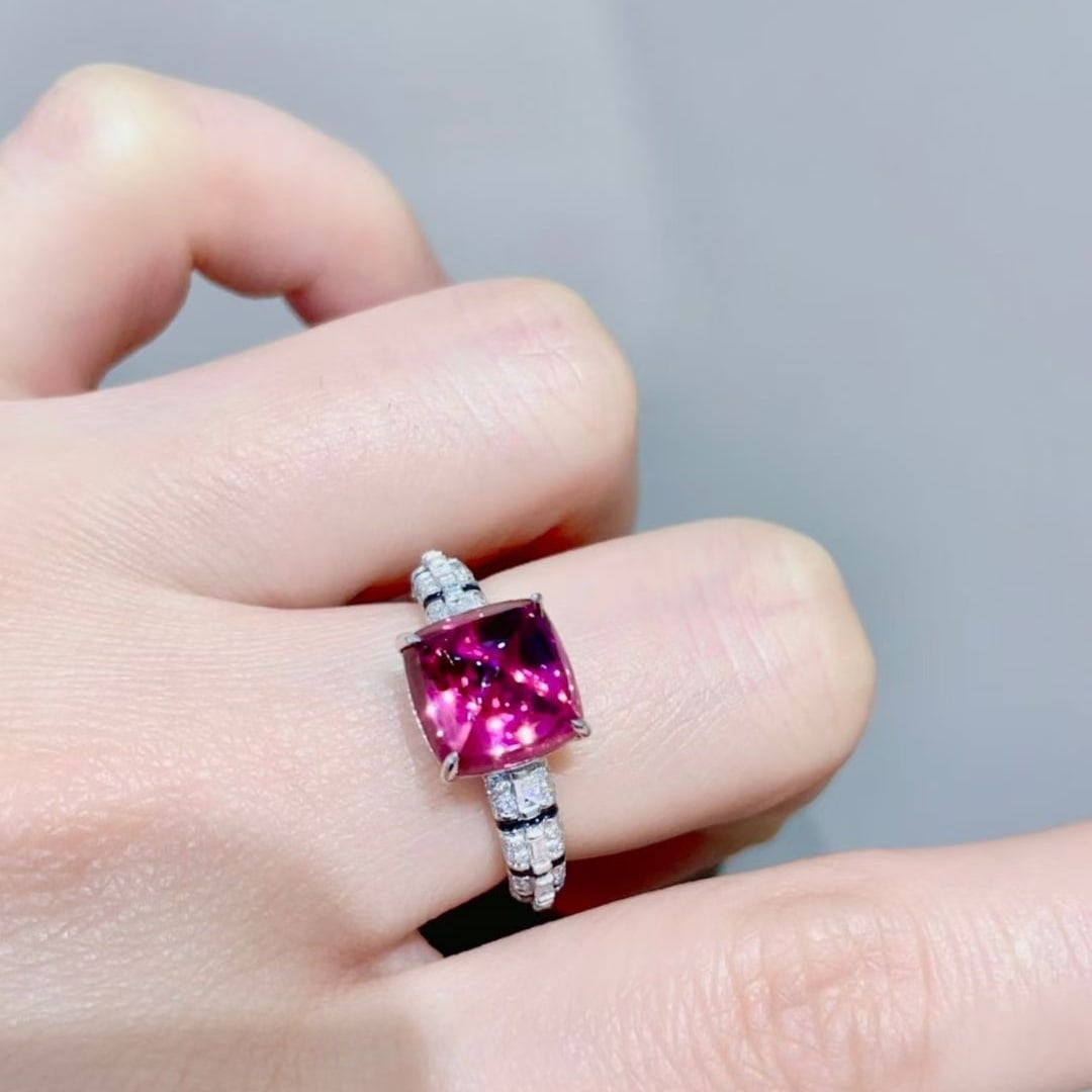 14k Gold 3.35 Ct Natural Tourmaline & Diamond Ring - 6