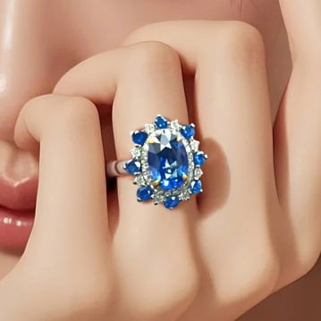 14k Gold 1.23 Ctw Natural Sapphire & Diamond Ring - 2