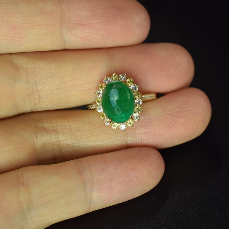 14k Gold 4.44 Ctw Natural Emerald & Sapphire Ring - 2