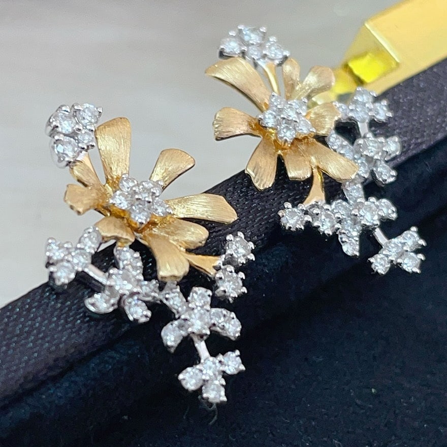 14k Gold 0.55 Ct Natural H Diamond Earrings - 2