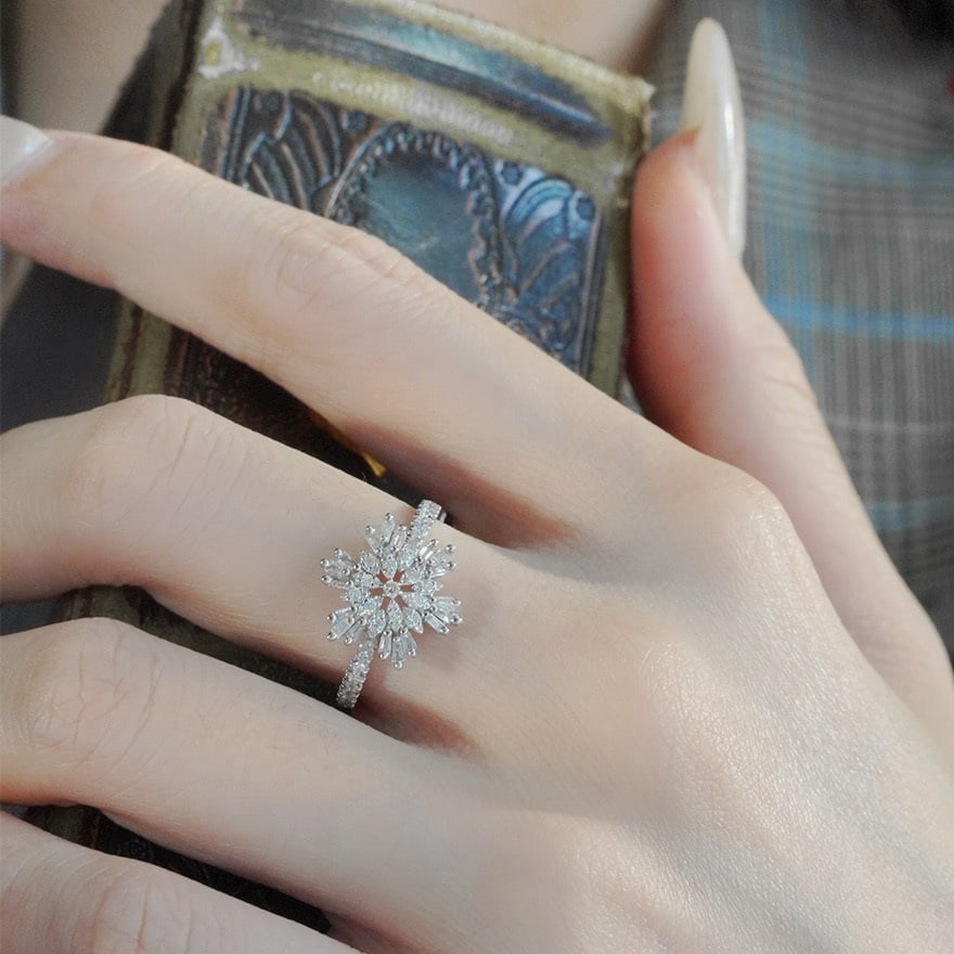 14k Gold 0.5 Ct Natural H Diamond Ring - 5