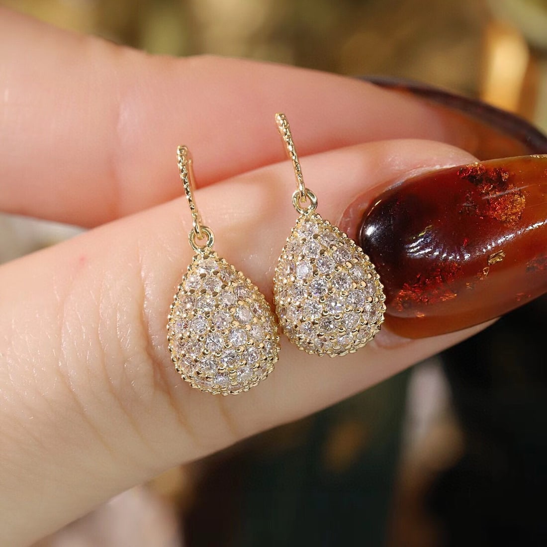 14k Gold 0.9 Ct Natural H Diamond Earrings - 6